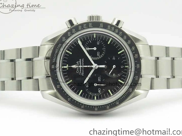 0419 Durable Speedmaster Professional SS OMF Best Edition Black Dial on SS Bracelet Manual Winding Chrono Movement 7995